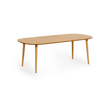 Mesa extensible Oqui en chapa de roble con patas de madera maciza 160 (260) x 100cm