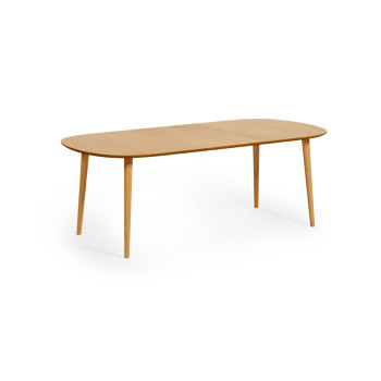 Mesa extensible Oqui en chapa de roble con patas de madera maciza 160 (260) x 100cm