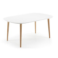 Mesa extensible Oqui, MDF lacado blanco, patas de haya maciza, 160(260)x 100cm