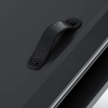 Mesa extensible Theone en cristal y patas de acero con acabado negro 160 (210) x 90 cm