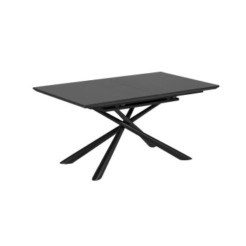 Mesa extensible Theone en cristal y patas de acero con acabado negro 160 (210) x 90 cm