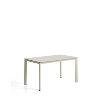 Mesa Anafi de piedra sinterizada y aluminio crudo, 140 x 80 cm