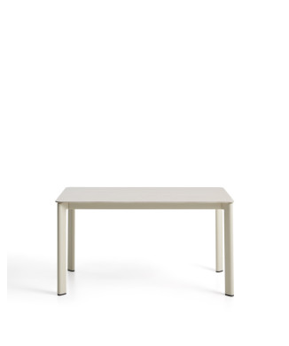 Mesa Anafi de piedra sinterizada y aluminio crudo, 140 x 80 cm