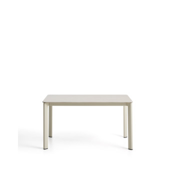 Mesa Anafi de piedra sinterizada y aluminio crudo, 140 x 80 cm