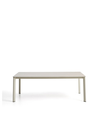 Mesa Anafi de piedra sinterizada y aluminio crudo, 220 x 100 cm