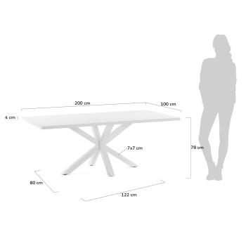 Mesa Argo 200 cm melamina blanca con patas blancas
