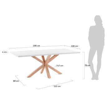 Mesa Argo 200 cm melamina blanca con patas efecto blanco