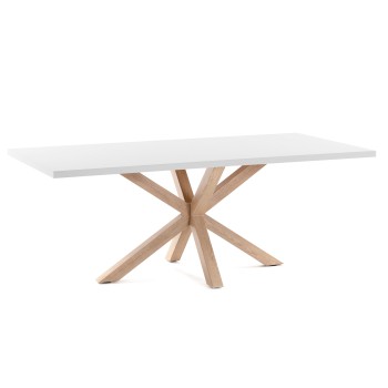 Mesa Argo 200 cm melamina blanca con patas efecto blanco