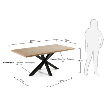Mesa Argo 200 cm patas melamina natural Sonoma natural