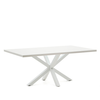 Mesa Argo de melamina acabado blanco y patas de acero acabado blanco 200 x 100 cm