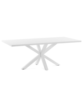 Mesa Argo de melamina acabado blanco y patas de acero acabado blanco 200 x 100 cm