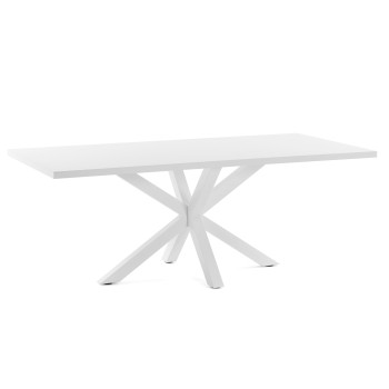Mesa Argo de melamina acabado blanco y patas de acero acabado blanco 200 x 100 cm