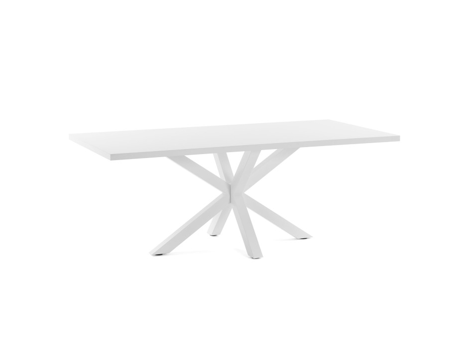 Mesa Argo de melamina acabado blanco y patas de acero acabado blanco 200 x 100 cm