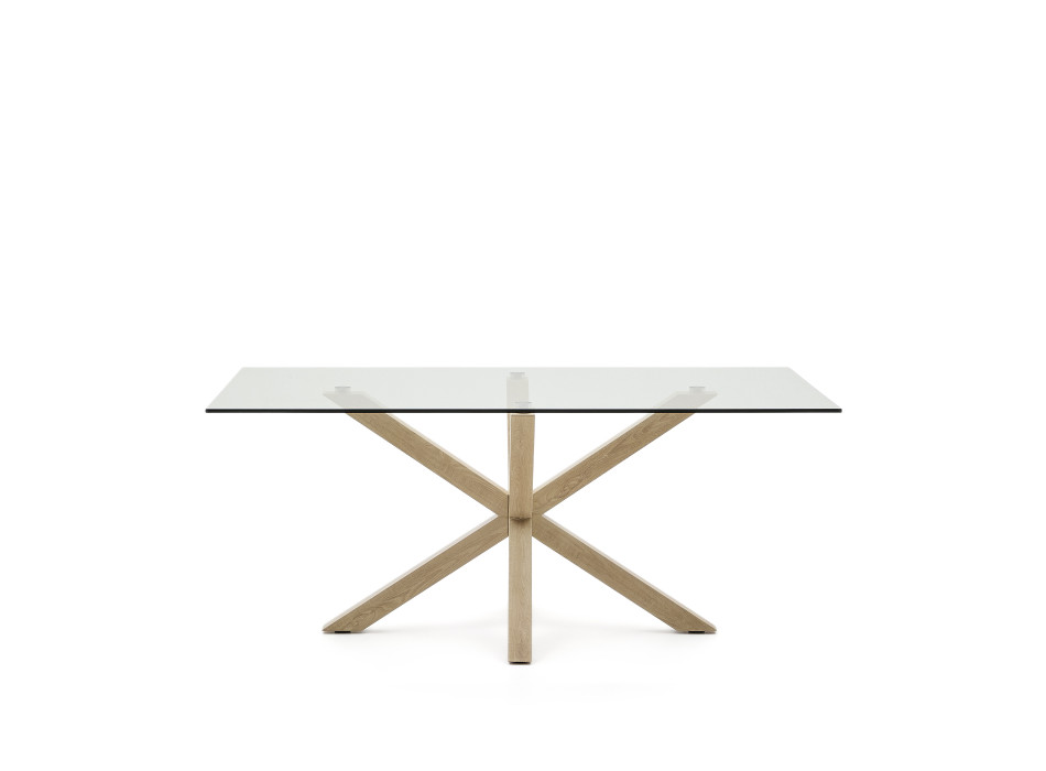 Mesa de cristal Argo con patas de acero efecto madera, 180 x 100 cm