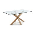 Mesa de cristal Argo con patas de acero, 180 cm