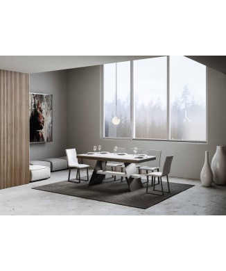 Mesa Baita Evolution - Mesa extensible 90x160/264 cm Baita Evolution Fresno Blanco Estructura Antracita