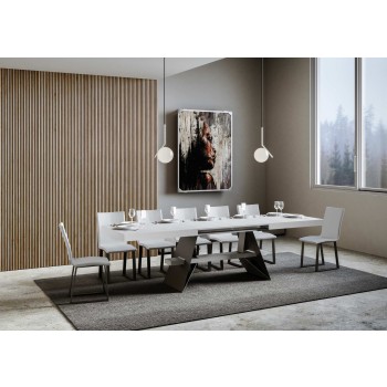 Mesa Baita - Mesa Extensible 90x180/440 cm Baita Fresno Blanco Estructura Antracita