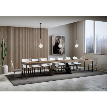 Mesa Baita - Mesa Extensible 90x180/440 cm Baita Fresno Blanco Estructura Antracita