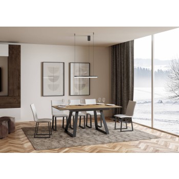 Mesa Bernadette - Mesa extensible 90x120/180 cm Bernadette Fresno Blanco Estructura Antracita