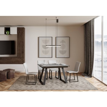 Mesa Bernadette - Mesa extensible 90x120/180 cm Bernadette Fresno Blanco Estructura Antracita