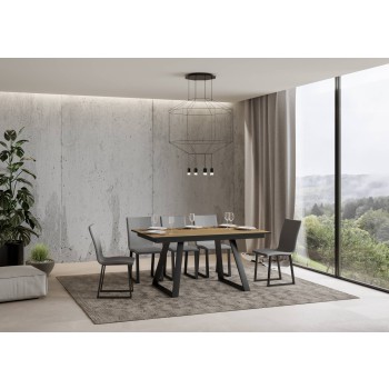 Mesa Bernadette - Mesa extensible 90x160/220 cm Bernadette Fresno Blanco Estructura Antracita