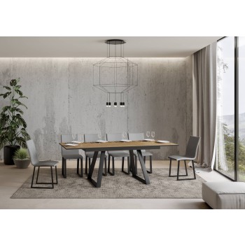 Mesa Bernadette - Mesa extensible 90x160/220 cm Bernadette Fresno Blanco Estructura Antracita