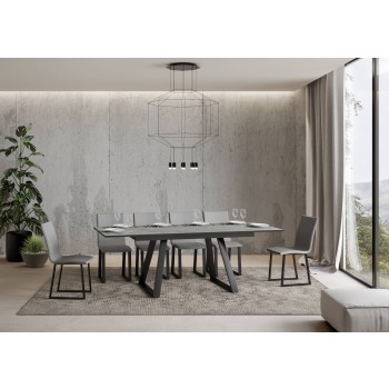 Mesa Bernadette - Mesa extensible 90x160/220 cm Bernadette Fresno Blanco Estructura Antracita