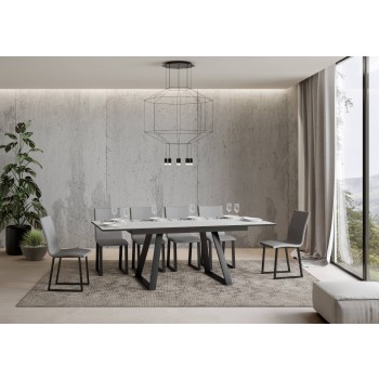 Mesa Bernadette - Mesa extensible 90x160/220 cm Bernadette Fresno Blanco Estructura Antracita