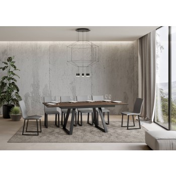 Mesa Bernadette - Mesa extensible 90x160/220 cm Bernadette Fresno Blanco Estructura Antracita