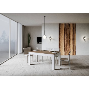 Mesa Bibi - Mesa extensible 90x160/220 cm Bibi Mix Espátula Tapa blanca - Base Espátula Antracita