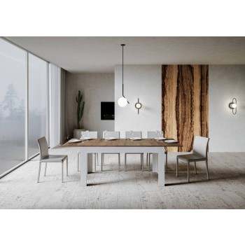 Mesa Bibi - Mesa extensible 90x160/220 cm Bibi Mix Espátula Tapa blanca - Base Espátula Antracita