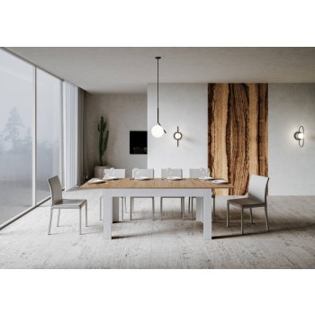 Mesa Bibi - Mesa extensible 90x160/220 cm Bibi Mix Espátula Tapa blanca - Base Espátula Antracita