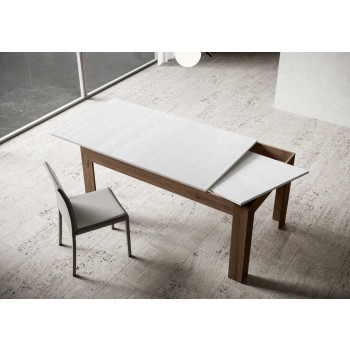Mesa Bibi - Mesa extensible 90x160/220 cm Bibi Mix Espátula Tapa blanca - Base Espátula Antracita