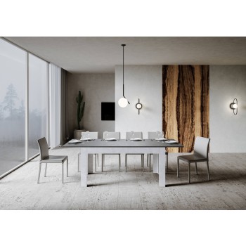 Mesa Bibi - Mesa extensible 90x160/220 cm Bibi Mix Espátula Tapa blanca - Base Espátula Antracita