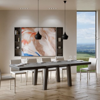 Mesa Bridge Evolution - Mesa extensible 90x180/284 cm Bridge Evolution Estructura Fresno Blanco Antracita