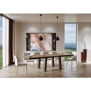 Mesa Bridge Evolution - Mesa extensible 90x180/284 cm Bridge Evolution Estructura Fresno Blanco Antracita