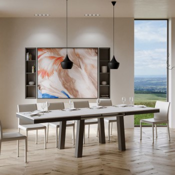 Mesa Bridge Evolution - Mesa extensible 90x180/284 cm Bridge Evolution Estructura Fresno Blanco Antracita