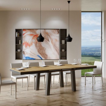 Mesa Bridge Evolution - Mesa extensible 90x180/284 cm Bridge Evolution Estructura Fresno Blanco Antracita