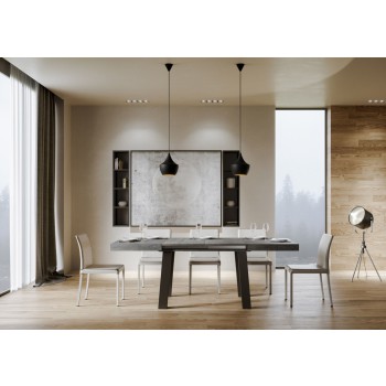 Mesa Bridge - Mesa extensible 90x120/224 cm Bridge Blanco Fresno Estructura Antracita