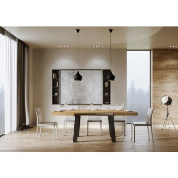 Mesa Bridge - Mesa extensible 90x120/224 cm Bridge Blanco Fresno Estructura Antracita