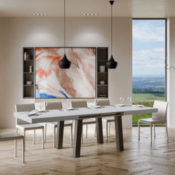 Mesa Bridge - Mesa extensible 90x160/264 cm Bridge Blanco Fresno Estructura Antracita