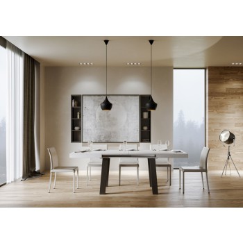 Mesa Bridge - Mesa extensible 90x160/420 cm Bridge Blanco Fresno Estructura Antracita