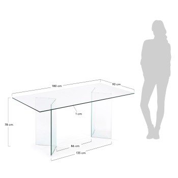 Mesa de cristal de Burano 180 x 90 cm