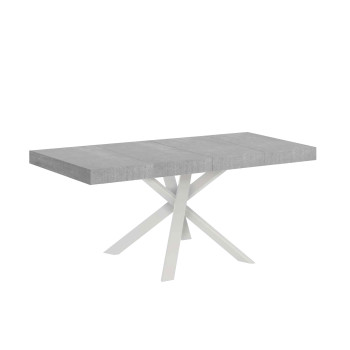 Mesa Clerk Premium con patas blancas D.90 - Mesa extensible 90x90/194 cm Clerk Premium con tablero de Fresno Blanco - Patas blancas