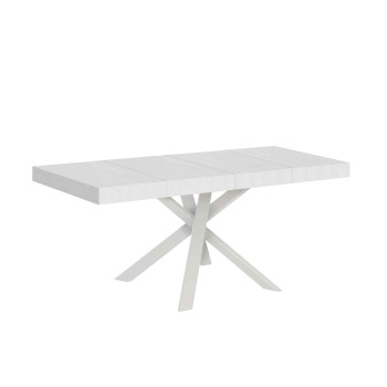 Mesa Clerk Premium con patas blancas D.90 - Mesa extensible 90x90/194 cm Clerk Premium con tablero de Fresno Blanco - Patas blancas