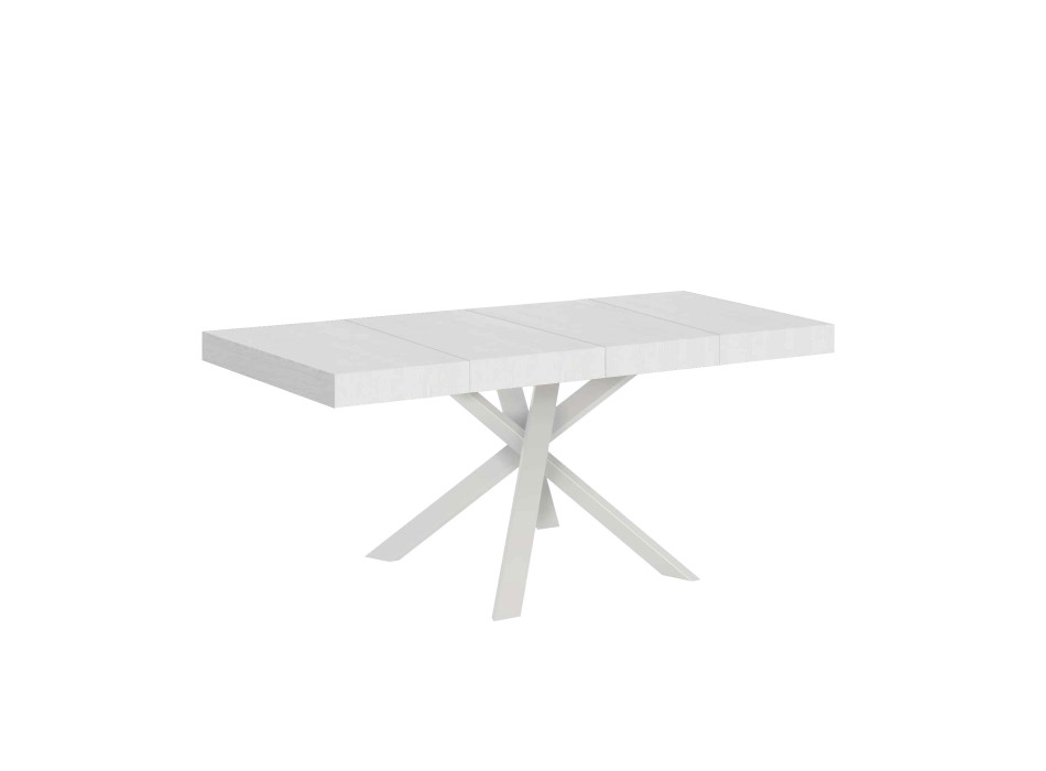 Mesa Clerk Premium con patas blancas D.90 - Mesa extensible 90x90/194 cm Clerk Premium con tablero de Fresno Blanco - Patas blancas