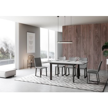 Mesa Cumar - Mesa Extensible 90x120/180 cm Cumar Blanco Fresno Estructura Antracita