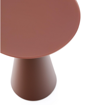 Mesita auxiliar Wilshire de cristal templado esmerilado y acero pintado, Ø35 cm.
