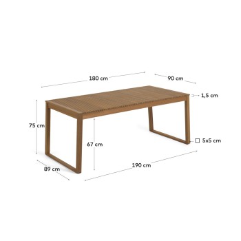 Tavolo da esterno Emili in legno massello di acacia 180 x 90 cm FSC 100%