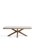 Mesa de exterior Mirtia en aluminio efecto madera y piedra sinterizada color crudo, 240 x 110 cm